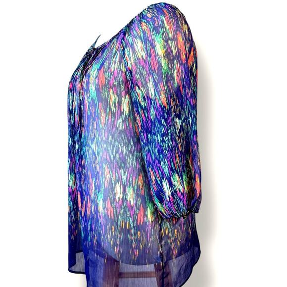 Liz Claiborne Woman 3/4 Sleeves Keyhole Sheered Tops Blouse Size 1X Multicolor - Picture 3 of 14